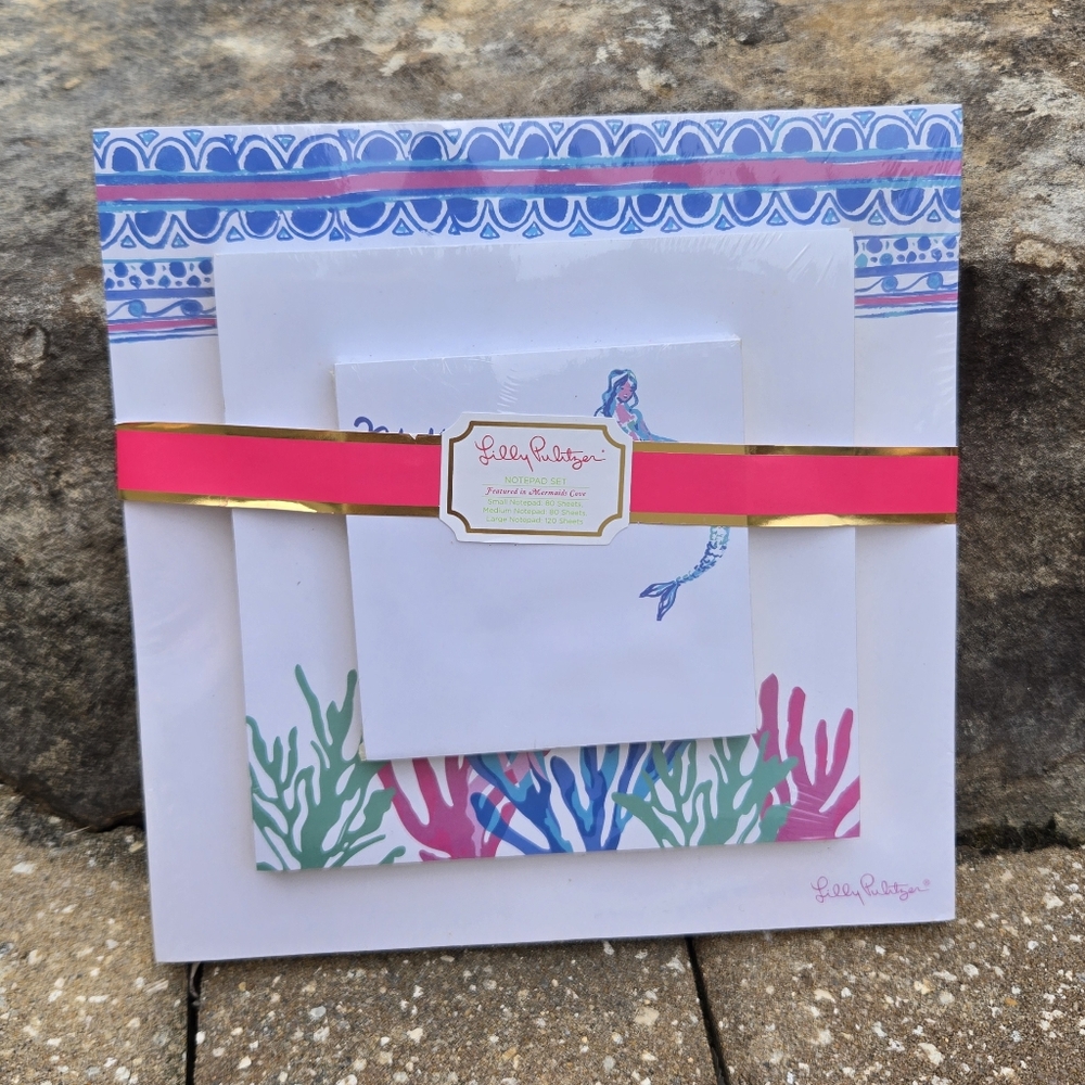NWT Lilly Pulitzer Mermaids Cove 3 Piece Notepad Set